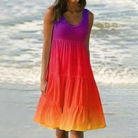 Modni ženski ležerni ljetni ispisani suknja od labave gradijentne plaže mini haljina xxxxl