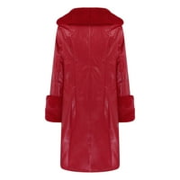 Cuoff Ženska kožna kaput ovratnik zimski modni rever dugih rukava plus veličina casual jakne kaput