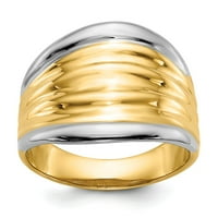 14K dvotonski zlatni prsten modni modni i rodijumski ukras, veličina 6