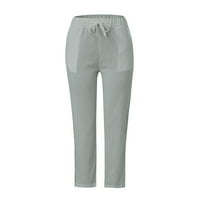 Capri hlače za žene casual visoke struine kratke kapri s džepovima širine pantalone za obrezivanje noge