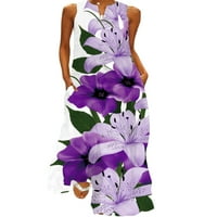 Paille žene Ljeto na plaži Sundress cvjetni print duga haljina V izrez Maxi haljine havajska zabava