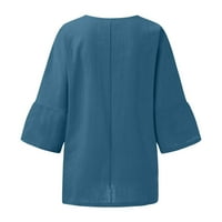 Pamuk i posteljina ljetni vrhovi za žene Lose Tri četvrtine rukava Tunika TUNICA Plus veličina bluza