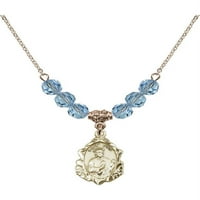 Ogrlica sa pozlaćenom zlatom Hamilton sa plavim matrovskim mjesecom rođenja kamena perlica i šarm svetog