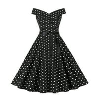 Haljine za žene Ženska vintage haljina 1950-ih Retro rukava za zabavu bez rukava crna + m