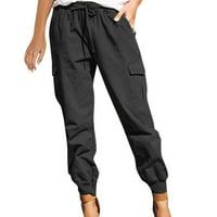 HQlecpe ženske hlače modne čvrste boje Kombinezone Kombinezone džepne pantalone Ležerne hlače