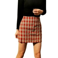 Arvbitana ženske suknje od karirana A-line visoki struk Split Split Frap Mini suknje ljetna vintage