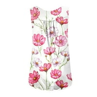 Tking Fashion Womens Ljeto Plus size bez rukava V izrez cvjetni print The Casual Rucle Botton Cisterne