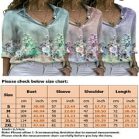 Avamo žene s dugim rukavima V-izrez cvjetni casual bluze s majicom dolje spušta ljetna kotrljana rukavica