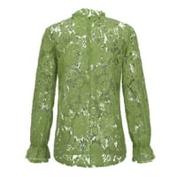 Ženski bluzes Crew Crt Casual Bluze Grafički printira Žene TEE Dugi rukav modni bluze Green l