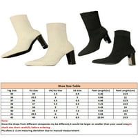 Ymiytan Dame Casual Block Heel Boot Office Comfort visoke pete Elastične čarape čizme Beige 8