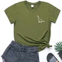 Levmjia Womens Ljeto Plus Veličina kratkih rukava za klirens Žene Nove slatke grafičke majice Dinosaur