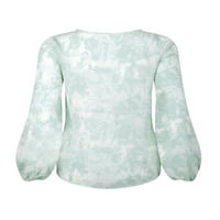 ZDCDCD ženski V izrez Lootni fenjer dugih rukava knot s dugim rukavima, ispis bluze izlaže slobodno