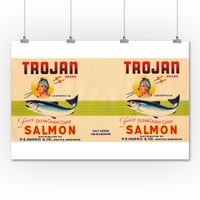 Trojan marka lososa - Seattle, WA - Bijela