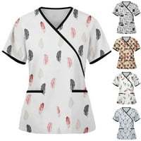 Bicoasu Womens T majice kratki rukav V izrez labavi ležerne ljetne vrhove sa džepom ružičaste 4xl
