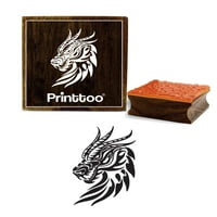 Printtoo Dragon Glava uzorak četvornih drvenih gumenih markica za izradu tekstilnih markica
