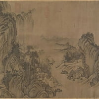 Budistički hramovi usred jesenskih planinskih plakata Ispis neidentificiranog umjetnika