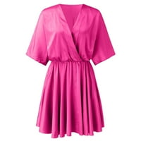Ljetne haljine za žensko čišćenje dame kratki rukav V-izrez cvjetni print sa džepom proljetne haljine