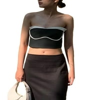 Ženske cijevi vrhovi elegantna kontrastna kontrastna boja bajka estetika tanka bandeau usjeva majica