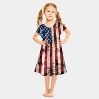 Odeerbi 4. jula Patriotska ljetna haljina za djevojčice zvijezde i pruge haljina dječja djeca Dan neovisnosti