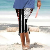 Ženska joga tanka Comfy Crofstring Obrezana pant Summer Clearence Modna Američka zastava Štampani pant