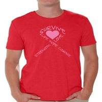 Neugodni stilovi Muške preživljavajuće grafičke majice za srce vrhovi ružičaste ribbonske svijesti o