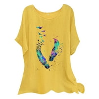 HILMYLOVE Ljetne žene s kratkim rukavima cvjetni majica s majicom za majicu od ispisanih najkraćih majica
