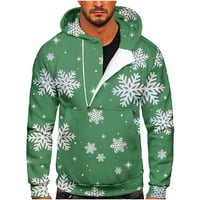 Tarmeek Muška modna kapuljača i dukserica, povremeni božićni print sportski fitness pulover s kapuljačom