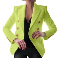Hanzidakd ženski blažeri jakne jeseni i zimski dugi rukav V-izrez poliester čvrsti bluže jakne zelene