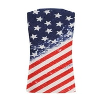 Ženski ljetni tenkovi Patriotske američke zastave majice bez rukava 4. jula, majice V-izrez, bluze za