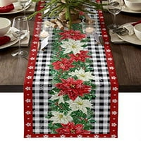 Božićni crveni poinsettia cvijeće posteljina za trkače za trkače Ormari za kućni dekor za pranje stola