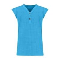 Specijalne majice V izrez obični pamučni posteljini izlaze majice Plus veličina Redovna fit bluza slatka