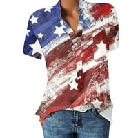 Bluze za žene Ženska Ležerna dana neovisnosti Ispis V-izrez Majica s kratkim rukavima Pulover Loose