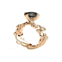 1. CTW 14K Rose Gold Black Diamond Ring s dijamantima Filigranski list lišće