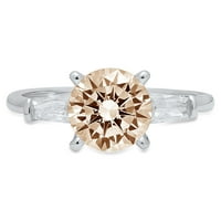 2.0ct okrugli šampanjac simulirani dijamant 14k bijeli zlatni godišnjički angažman kamena prstena veličine