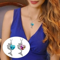 Kripyery Dame ogrlica Elegant Idealan poklon modni nakit Mermaid Fau Crystal Ljubavna ogrlica od srčana
