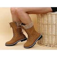 Zodanni Dame Mid-Calf Boot kotačke cipele čipke UP UP zimske cipele Ženske žene Ležerne prilike Chunky