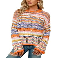 Ženski pulover Jumper Crewneck Duga Dužina Duks prugasti pleteni džemper