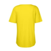 Žene ljetne vrhove okrugla izrez casual bluza Čvrsti ženske majice kratki rukav žuti m