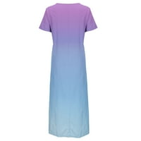 FESFESFES ženske haljine gradijent boje labava haljina bez rukava bez rukava Vintage Bohemian Maxi Spring