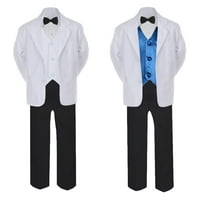 5- Formalno crno bijelo odijelo Set Teal Bow Dectie Vest Boy Baby Smpleen