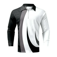 Majice Aaiaymet Polo za muškarce Modni labavi rever sa zatvaračem 3D digitalni tisak dugih rukava Top kravate majice za muškarce Bijelo, XL