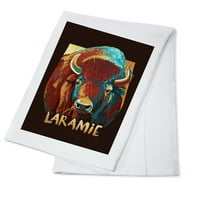 Dekorativni čaj ručnik, pregača Laramie, Wyoming, Bison, živopisna, kontura, uniseks, podesiv, organski