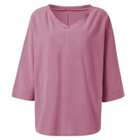 Ženski vrhovi V-izrez casual bluza Grafički printira žene ljetne majice s dugim rukavima crna 4xl