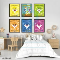 Printi za postere za morski pas, set neometan, dečji dečji dekor, motivacioni za dečiji zid