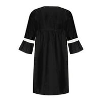 Ženske haljine rukave A-line iznad koljena modna ljetna ispisana V-izrez haljina crna xl