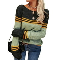 RRHSS žene jesen zimska boja blokove pulover Dukseri okrugli vrat prugaste tanko ugradbene pletive