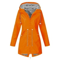 Vodootporna jakna s kapuljačom za žene Čvrsta boja kišne jakne na otvorenom s kapuljačom, otporan na vjetar sa džepnim kaputom podesivim vjetrovima na klirensu