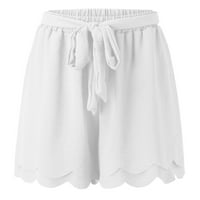 Pgeraug pantalone za žene Svestrane kratke hlače Dvostruki sloj korzet čipke up hlače šorc za žene bijeli