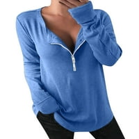 Riforla ženski pulover rever-patentni patentni džemper ženska dukserica bez kapuljača plava l
