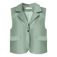Paille žene Blazer jakne otvorene prednje blazerve rever vrat kardigan prsluk lagani ured mint zeleni